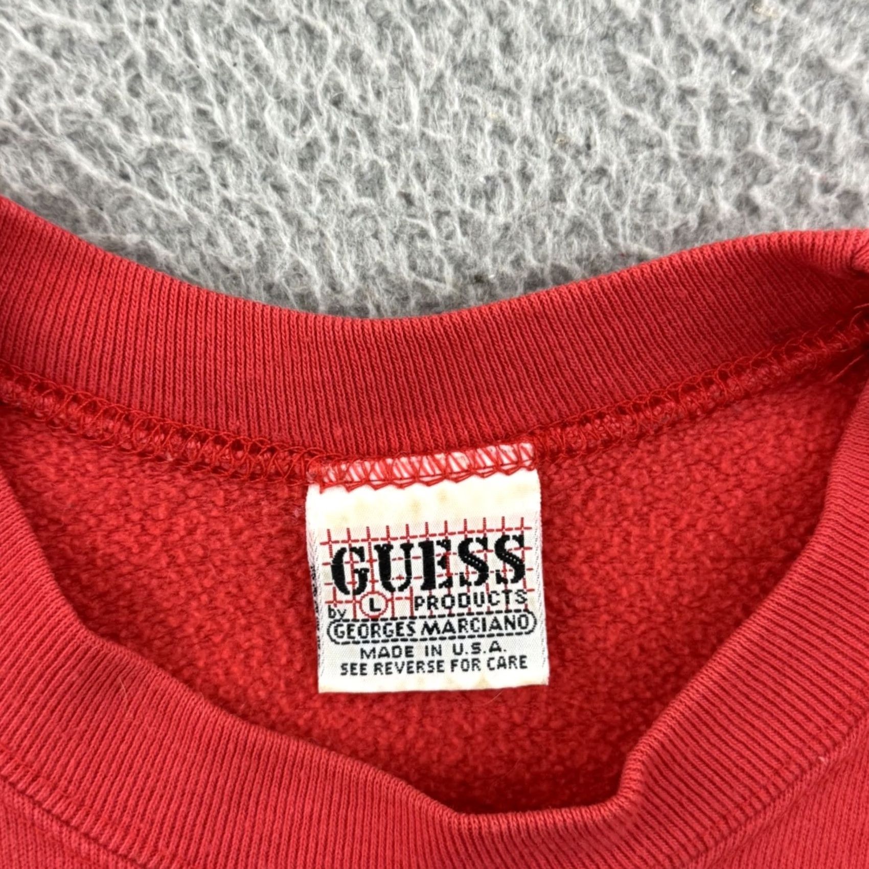 Guess VINTAGE Guess Sweatshirt Adult Large Red Crop 80s Georges Marciano Grunge Street USA 80s Mens Size US L / EU 52-54 / 3 - 6 Thumbnail