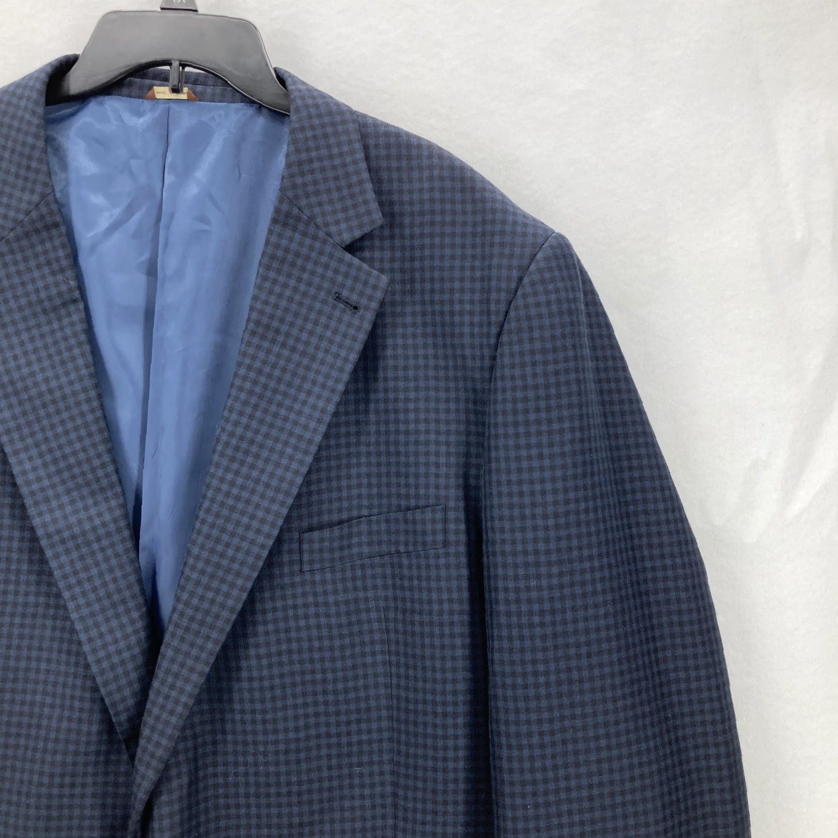 Vintage Oak Hill Blazer Mens 3XL 54/56R Blue Check Sport Coat Two Button Classic Suit Jacket Size 48R - 2 Thumbnail