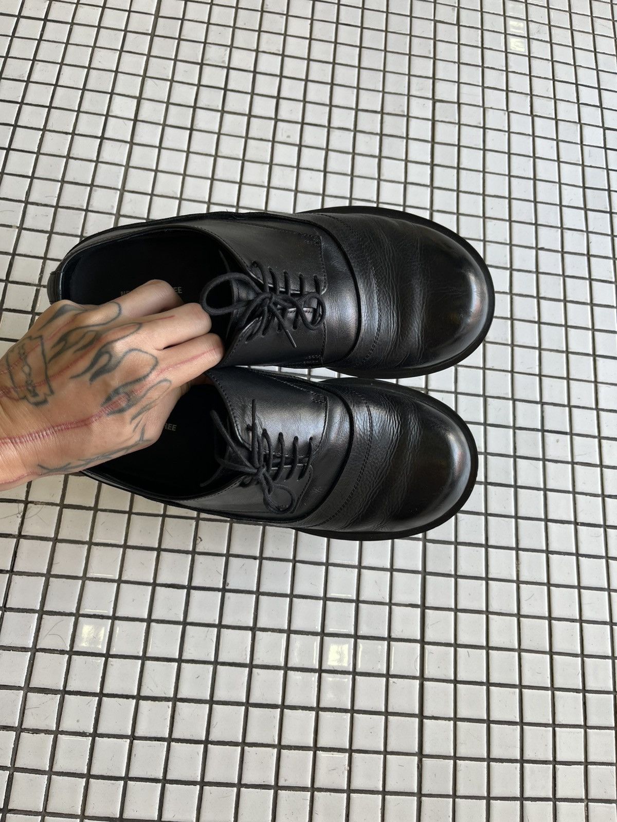 Leather Rare❤️‍🔥Negative Three //Derby Black Leather Shoes Size US 9 / EU 42 - 2 Thumbnail