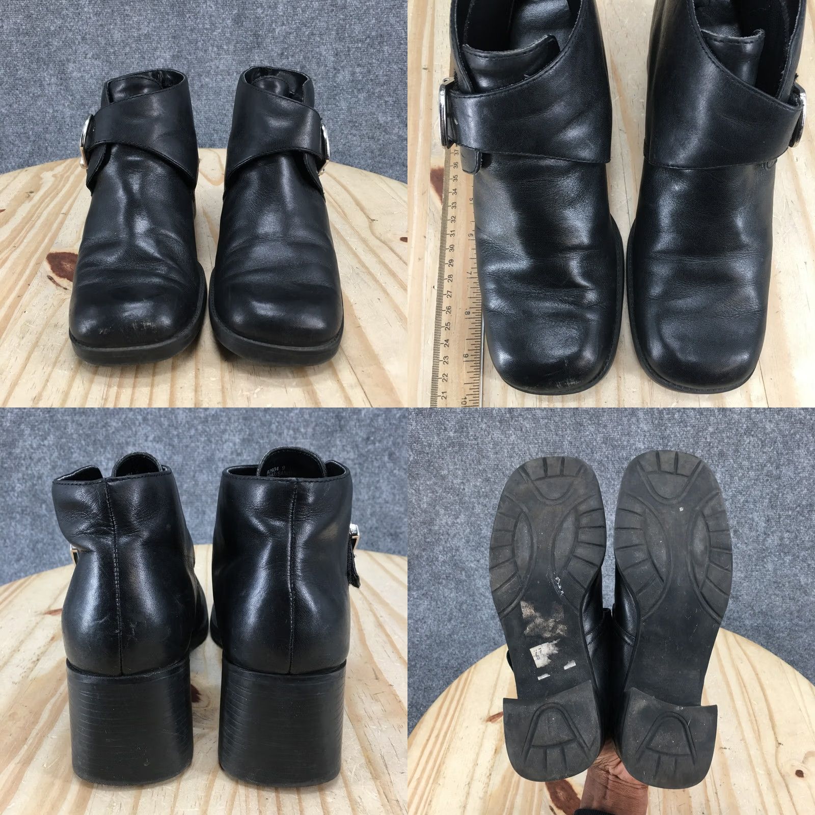 Vintage White Mountain Boots Womens 8 M Sandra Ankle Booties Black Leather Heel 2in Zip Casual Block Heel Bootie Mens Womens Size US 8 / IT 38 - 8 Thumbnail