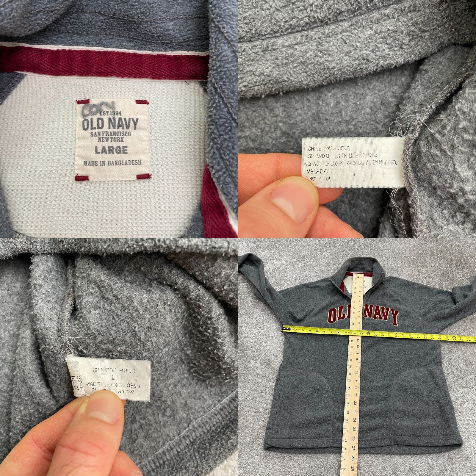 Old Navy Old Navy Sweatshirt Mens Large 1/4 Zip Mock Neck Fleece Gray Graphic Logo Pullover Size US L / EU 52-54 / 3 - 8 Thumbnail