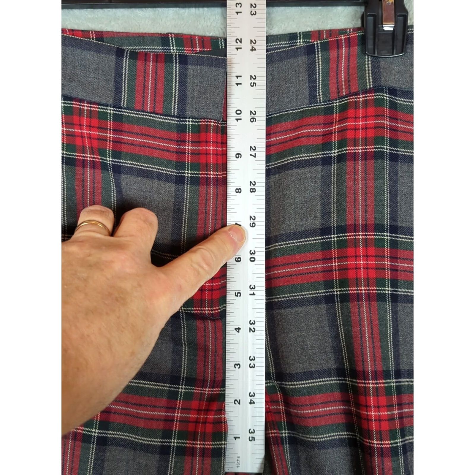 Talbots Talbots Womens Plus Size 18W Gray Red Tartan Plaid Slim Ankle Pants Wool Blend Size 40" / US 18 - 3 Thumbnail
