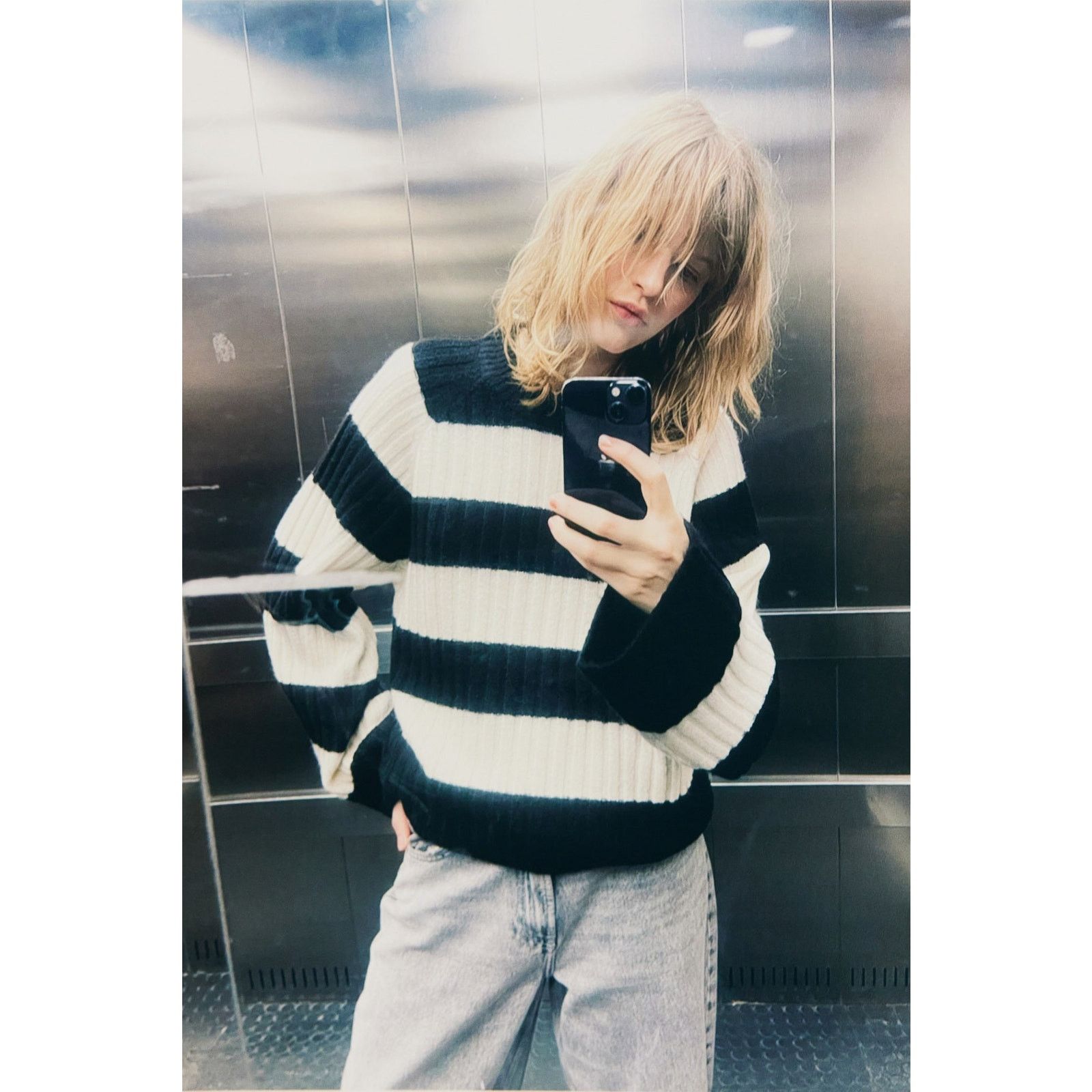 H&M H&M Black White Ribbed Chunky Knit Striped Pullover Sweater Size XL / US 12-14 / IT 48-50 - 1 Thumbnail