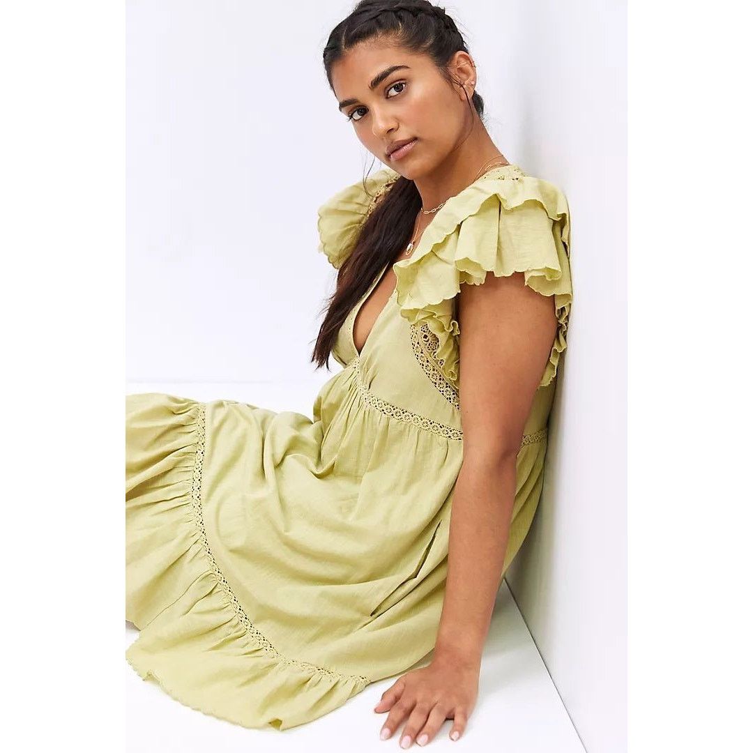 New Anthropologie Ruffled Lace Mini Dress $160 X-SMALL XS/S -  cruiseboatoman.com
