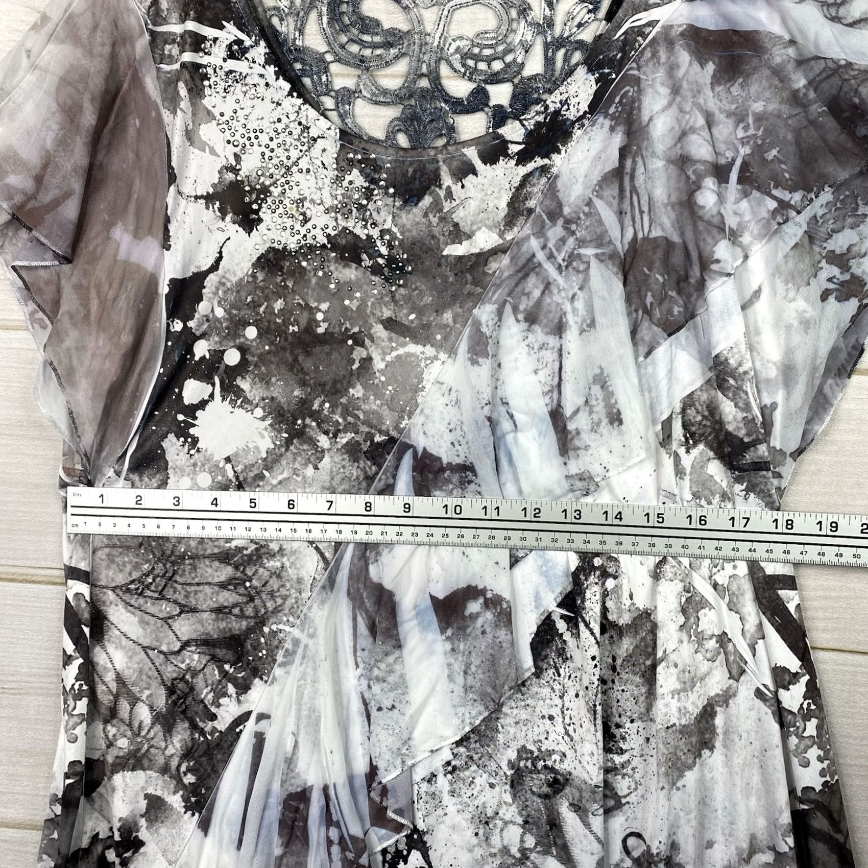 Style & Co Style&co Top Womens XL Multicolor Tie Dye Ruffle Studded Overlay Jersey Cap Sleeve Pullover Casual Shirt Womens XL Size XL / US 12-14 / IT 48-50 - 6 Thumbnail
