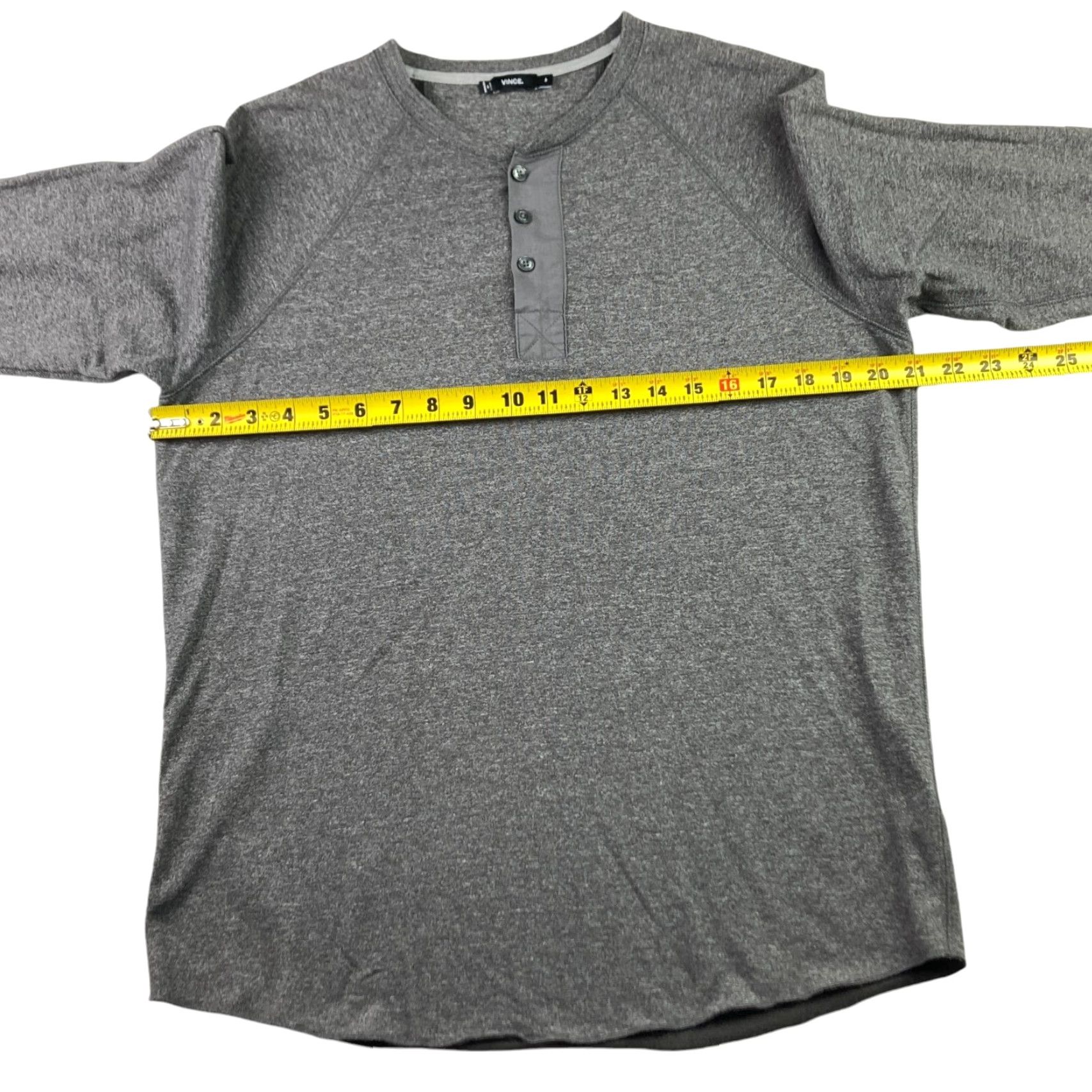 Vince Vince Men's Henley T-Shirt Gray L/S Cotton Blend Medium Size US M / EU 48-50 / 2 - 6 Thumbnail
