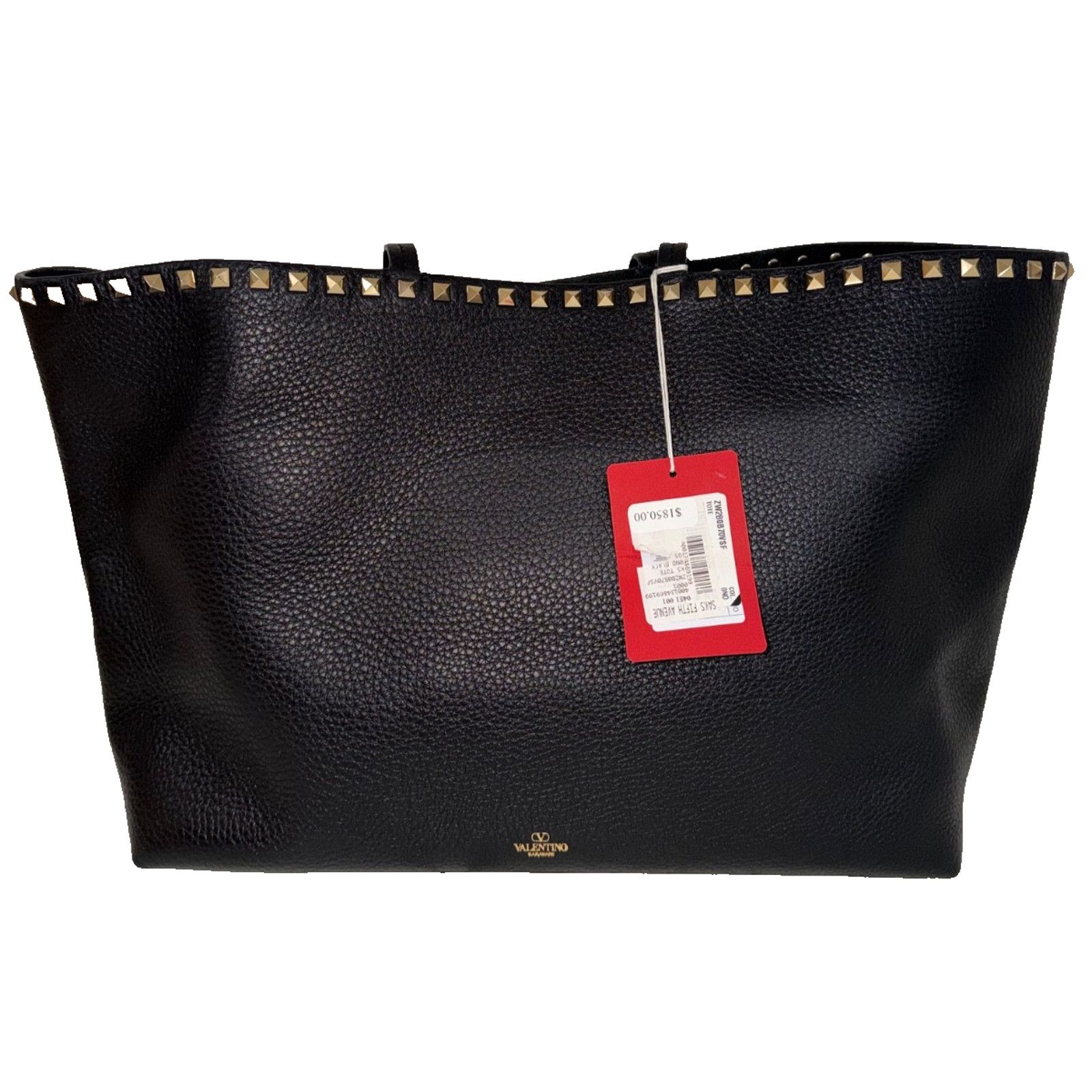 Valentino Valentino Garavani Rockstud Large Black Grained Tote Size ONE SIZE - 2 Thumbnail