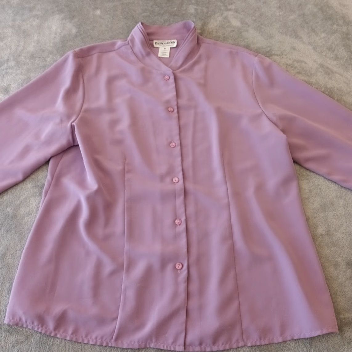 Pendleton Pendleton Shirt Womens Regular Size 14 Purple Polyester Long Sleeve Button-Up, Basic, Solid, Womens, 14, Purple, Pendleton Size XL / US 12-14 / IT 48-50 - 5 Thumbnail
