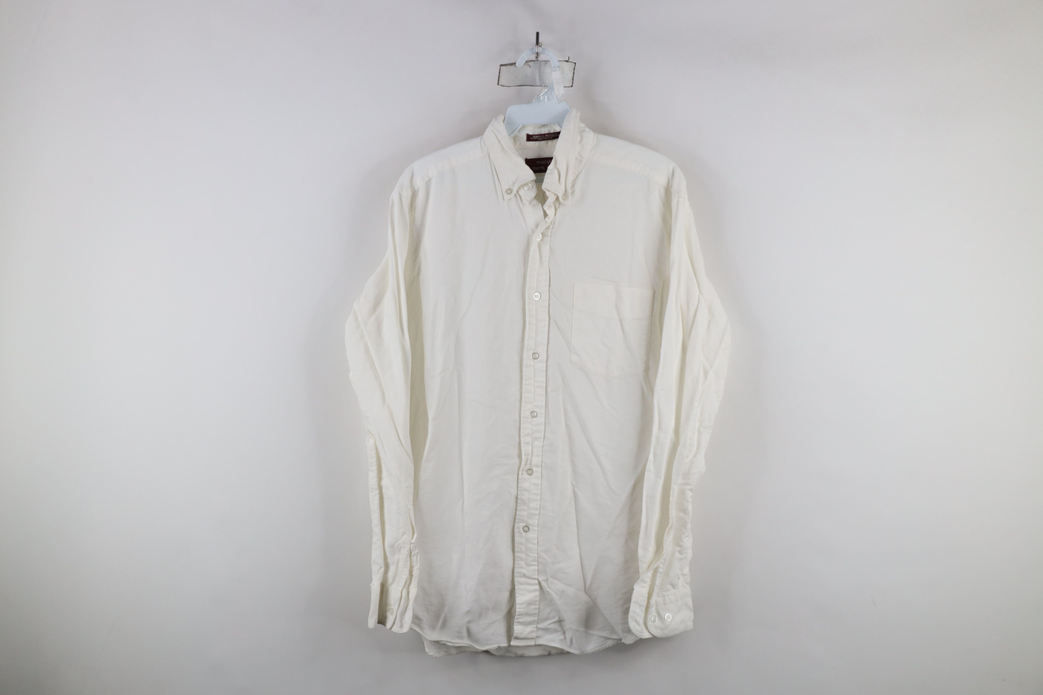 Vintage Vintage 70s Macys Needle Collared Button Down Shirt White Size US M / EU 48-50 / 2 - 1 Thumbnail