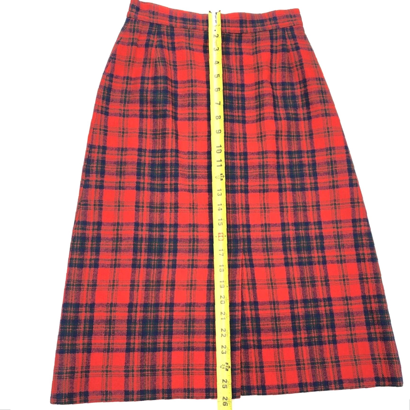 VINTAGE Pendleton Skirt Women Long Wool Flannel Red Blue Tartan Plaid Size 10
