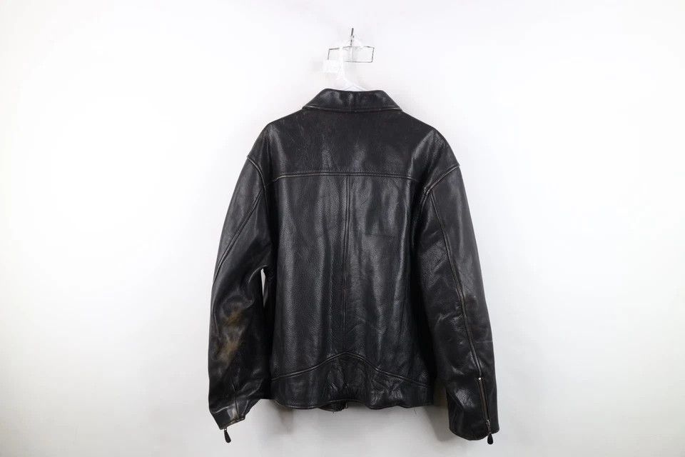 Vintage Vintage 90s Streetwear Heavyweight Leather Jacket Dark Brown Size US L / EU 52-54 / 3 - 13 Thumbnail