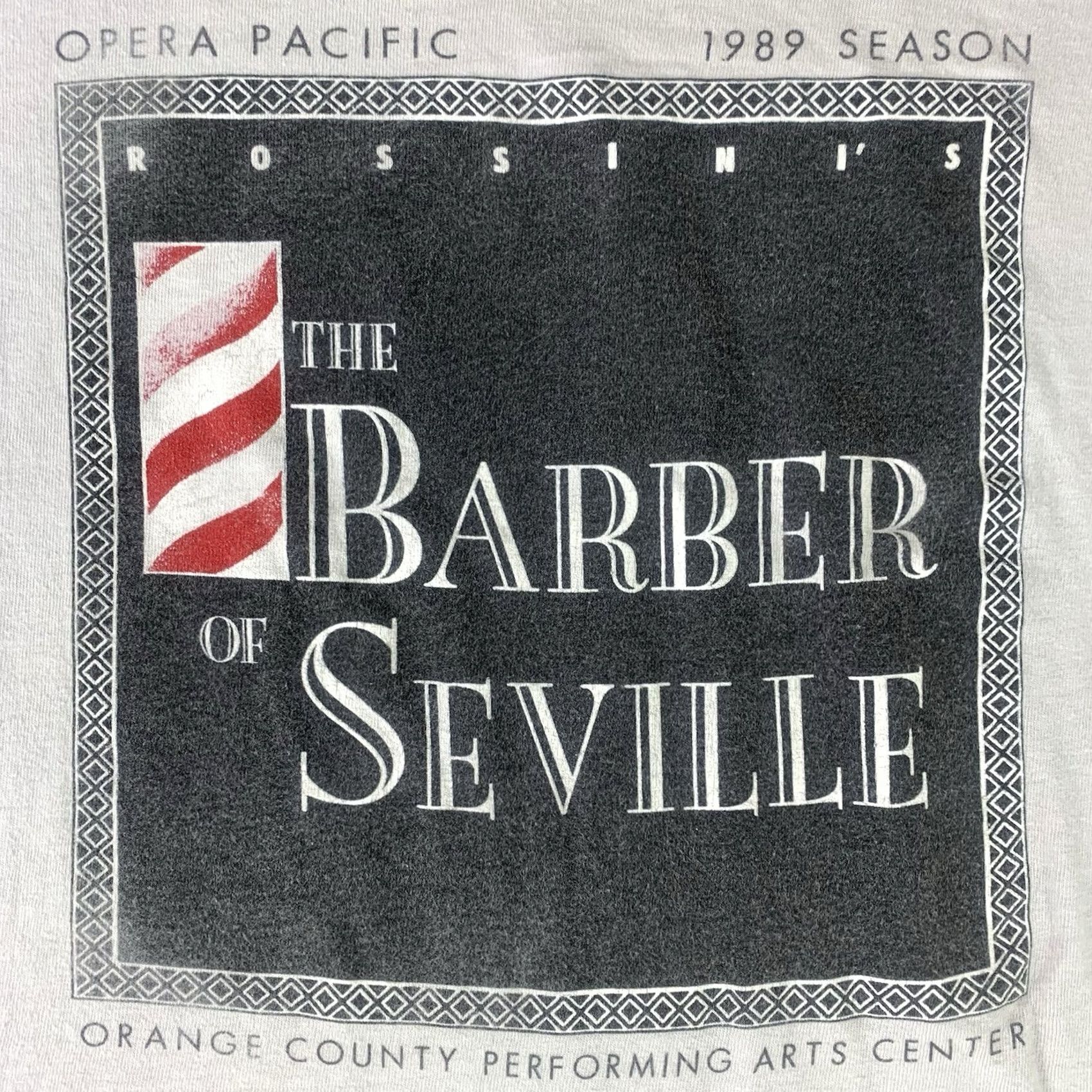 Hanes VINTAGE Hanes Opera Pacific Shirt 1989 the Barber of Seville Made in USA Single stitch Men's Shirt Gray L Crew Neck Short Sleeve Cotton Size US L / EU 52-54 / 3 - 3 Thumbnail