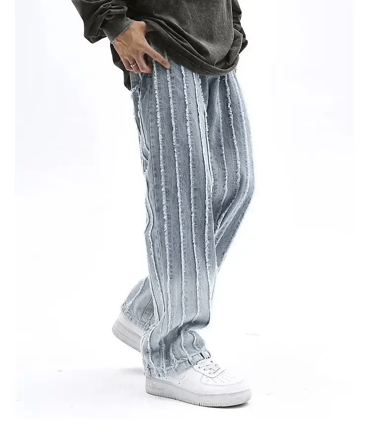 Jean Striped Baggy Flared Wide Leg Jeans y2k retro Size US 34 / EU 50 - 5 Thumbnail