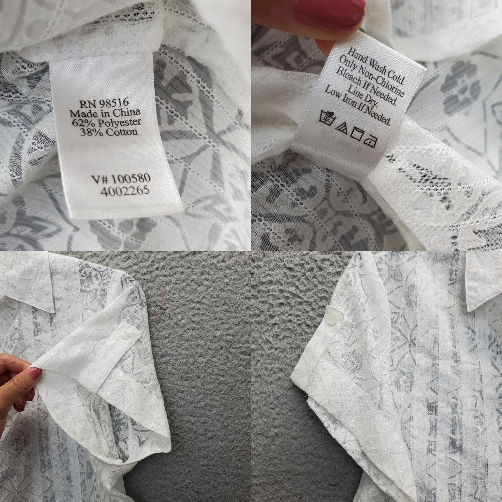 Coldwater Creek Coldwater Creek Shirt Womens PL White Floral Short Sleeve Button Front Shirt Prime Size L / US 10 / IT 46 - 8 Thumbnail