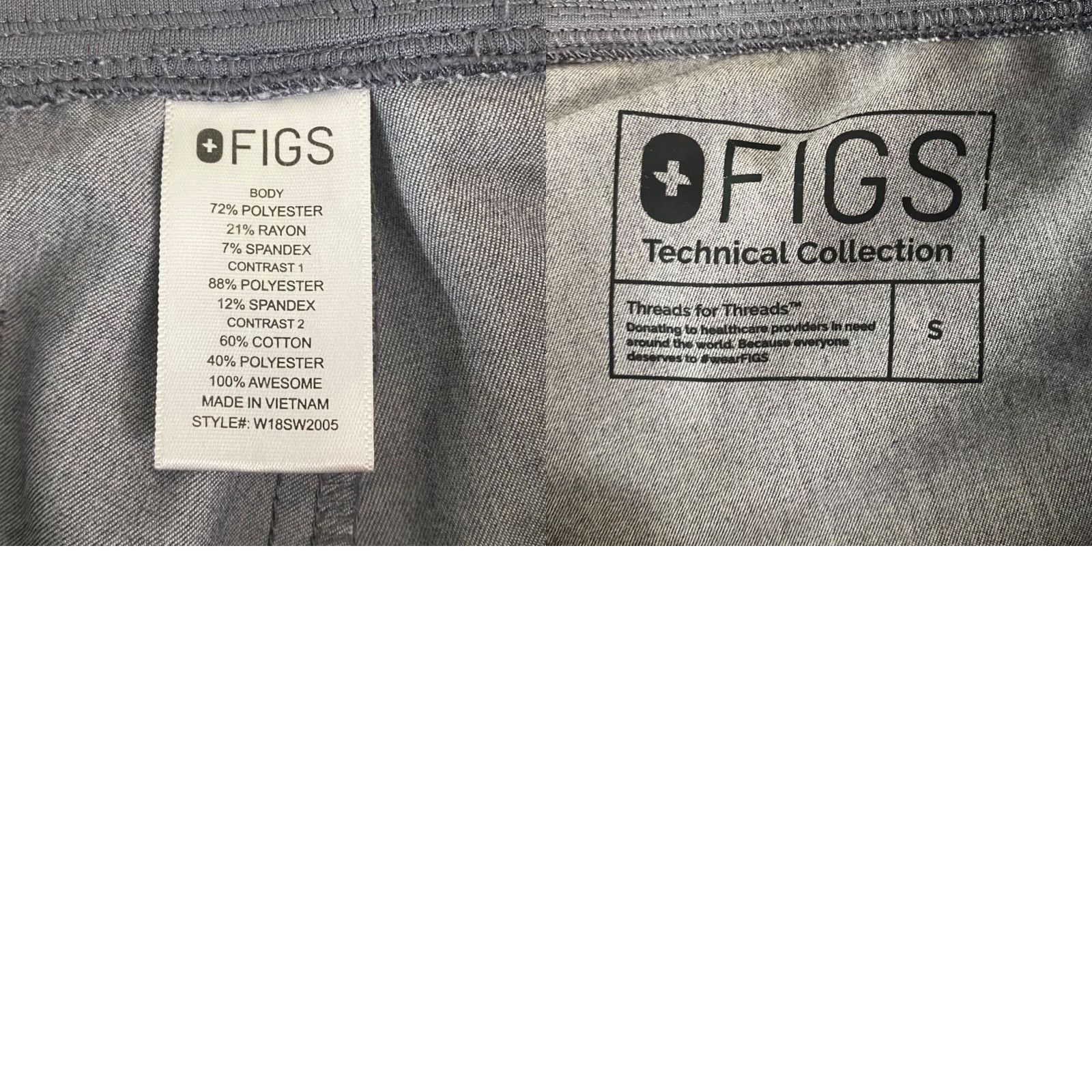 Vintage FIGS Zamora Technical Jogger Scrub Pants Nurse Womens Small Gray Stretch Size 28" / US 6 / IT 42 - 8 Thumbnail