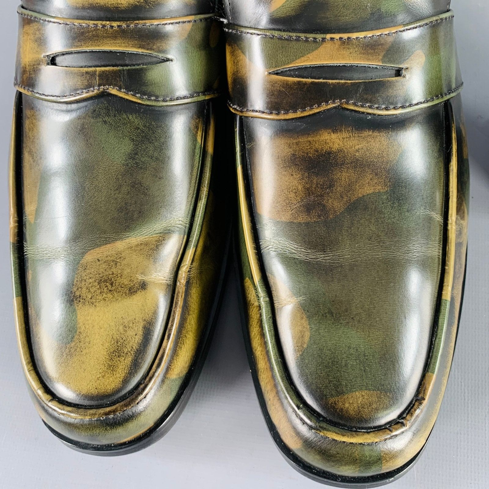 Other BAJOLUGO Size 10.5 Green Brown Camo Penny Loafers Size US 10.5 / EU 43-44 - 9 Thumbnail