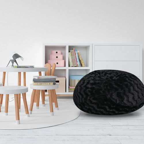 Designer × Homemade Faux Fur Bean Bag Chair, Black-3ft Cozy and Stretchable Fabr Size US L / EU 52-54 / 3 - 8 Thumbnail