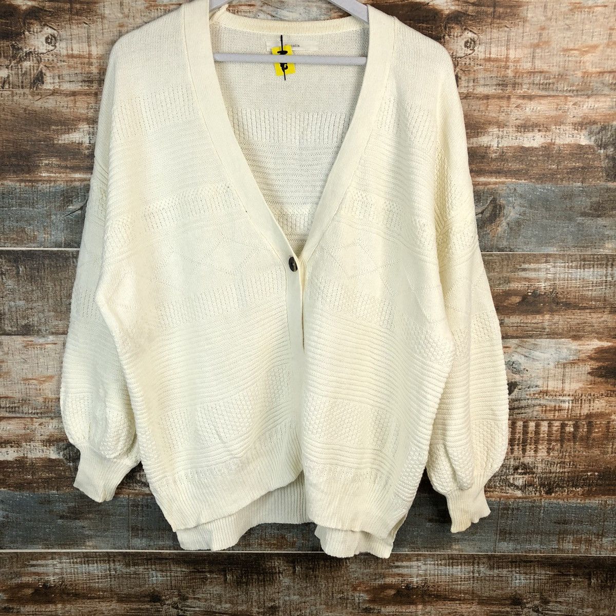 Vintage Le Cois White Cardigan Knitwear #A1662 Size US M / EU 48-50 / 2 - 3 Thumbnail