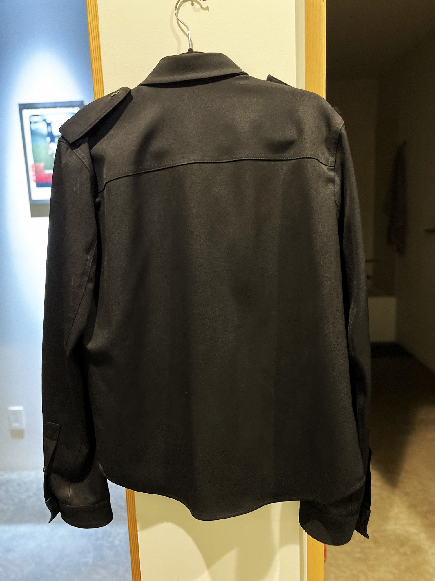Bottega Veneta WOOL-GRAIN-DE-POUDRE MILITARY SHIRT WITH TRIANGLE DETAIL Size US XL / EU 56 / 4 - 8 Thumbnail