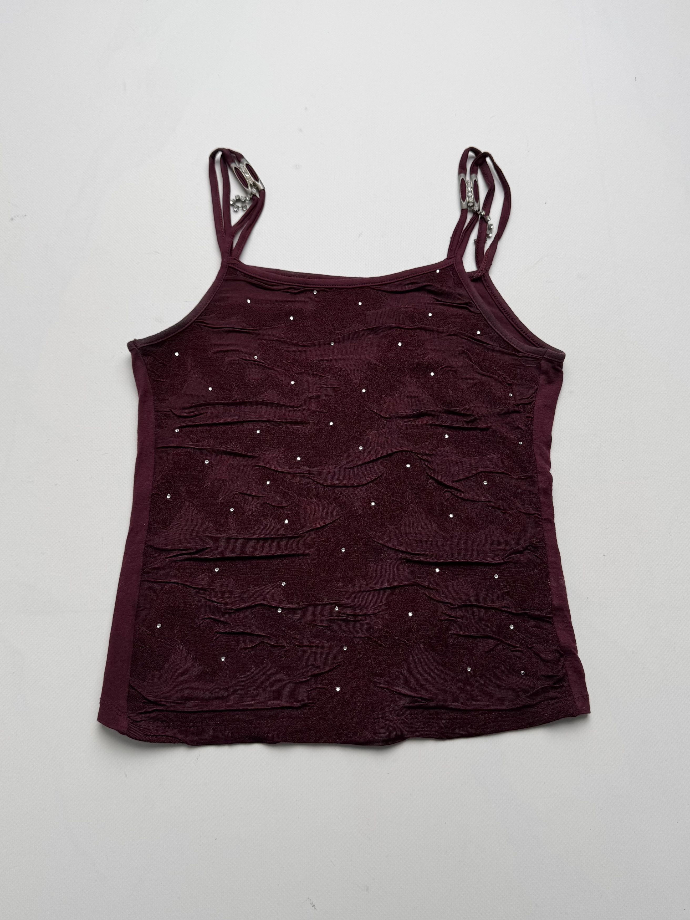 Vintage Vintage Cami Top Rhinestone Straps Sleeveless Tank E2 Size XS / US 0-2 / IT 36-38 - 1 Thumbnail