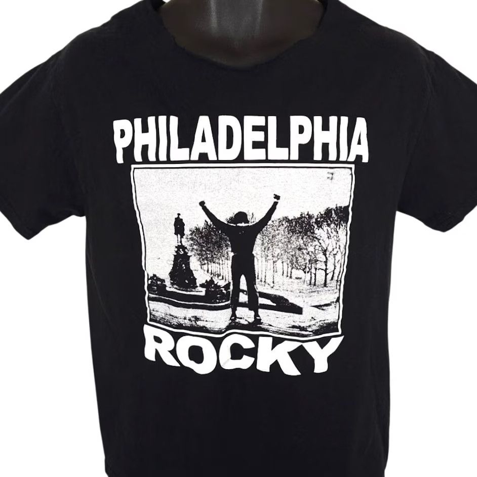 Vintage VINTAGE Rocky T Shirt Mens Size Medium Black Rocky Balboa Philadelphia Size US M / EU 48-50 / 2 - 2 Thumbnail