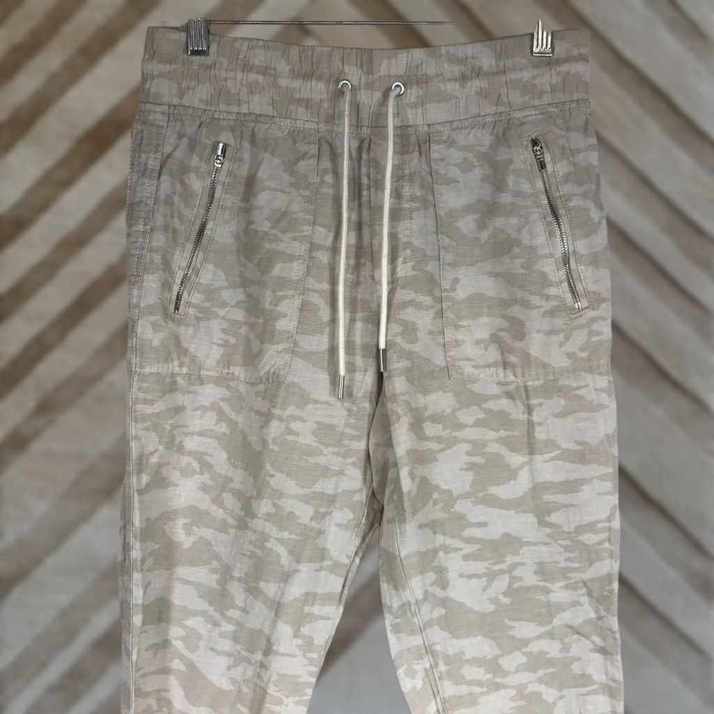 Athleta Athleta Cabo Tide Linen Jogger Pants Tan Beige Camo Size 4 Zip Pocket Relaxed Womens Size 27" / US 4 / IT 40 - 1 Thumbnail
