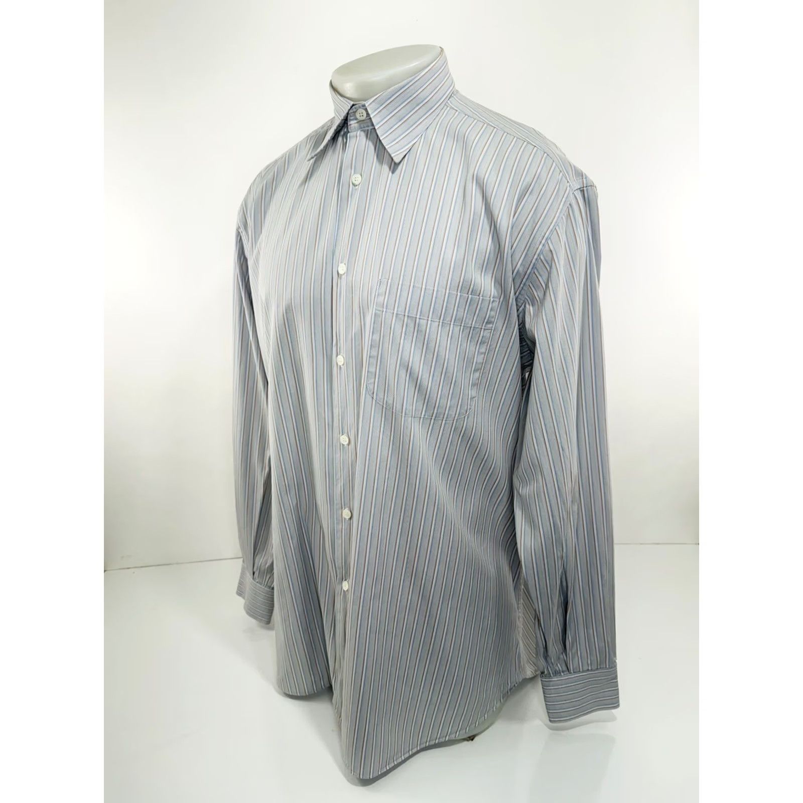 Salvatore Ferragamo Salvatore Ferragamo Mens XL Striped Button-Up Shirt Size US XL / EU 56 / 4 - 3 Thumbnail