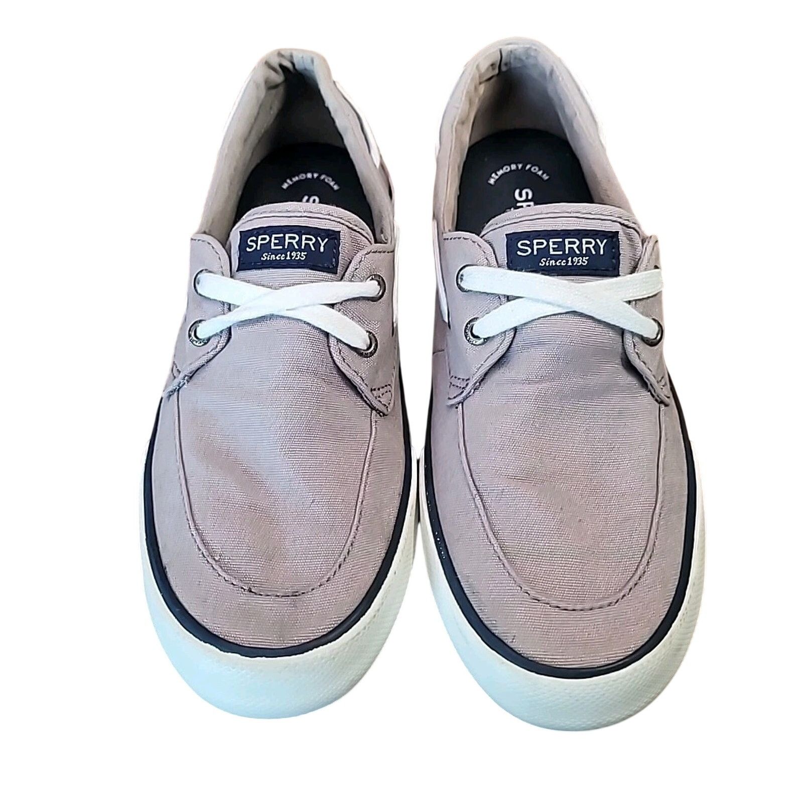 Sperry Top‑sider Pier Boat Light Gray Canvas Women’s 8.5 M, Women's