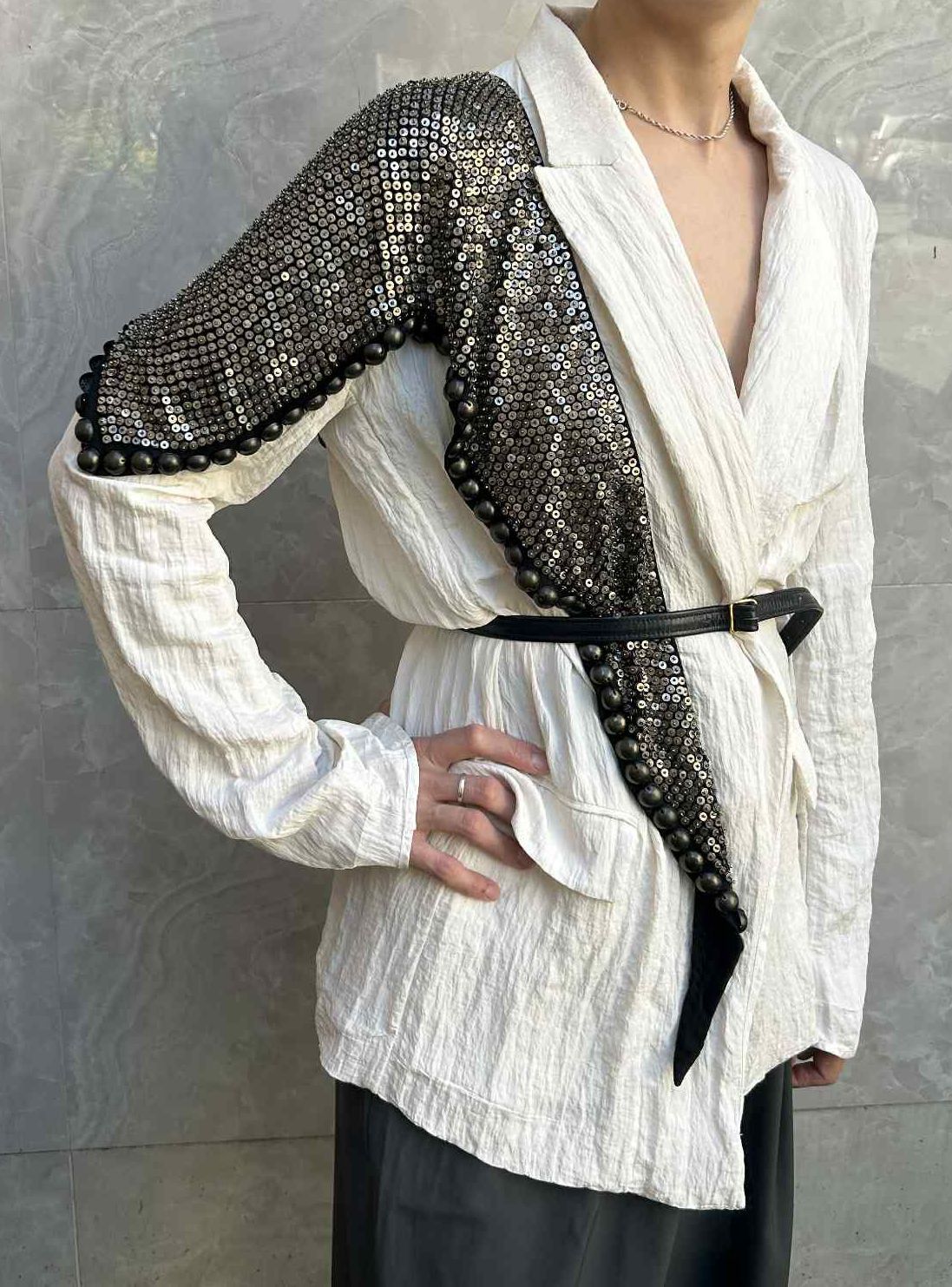 Isabel Marant Isabel Marant Pisa Silk & Brass Metal Studded Scarf Size ONE SIZE - 3 Thumbnail