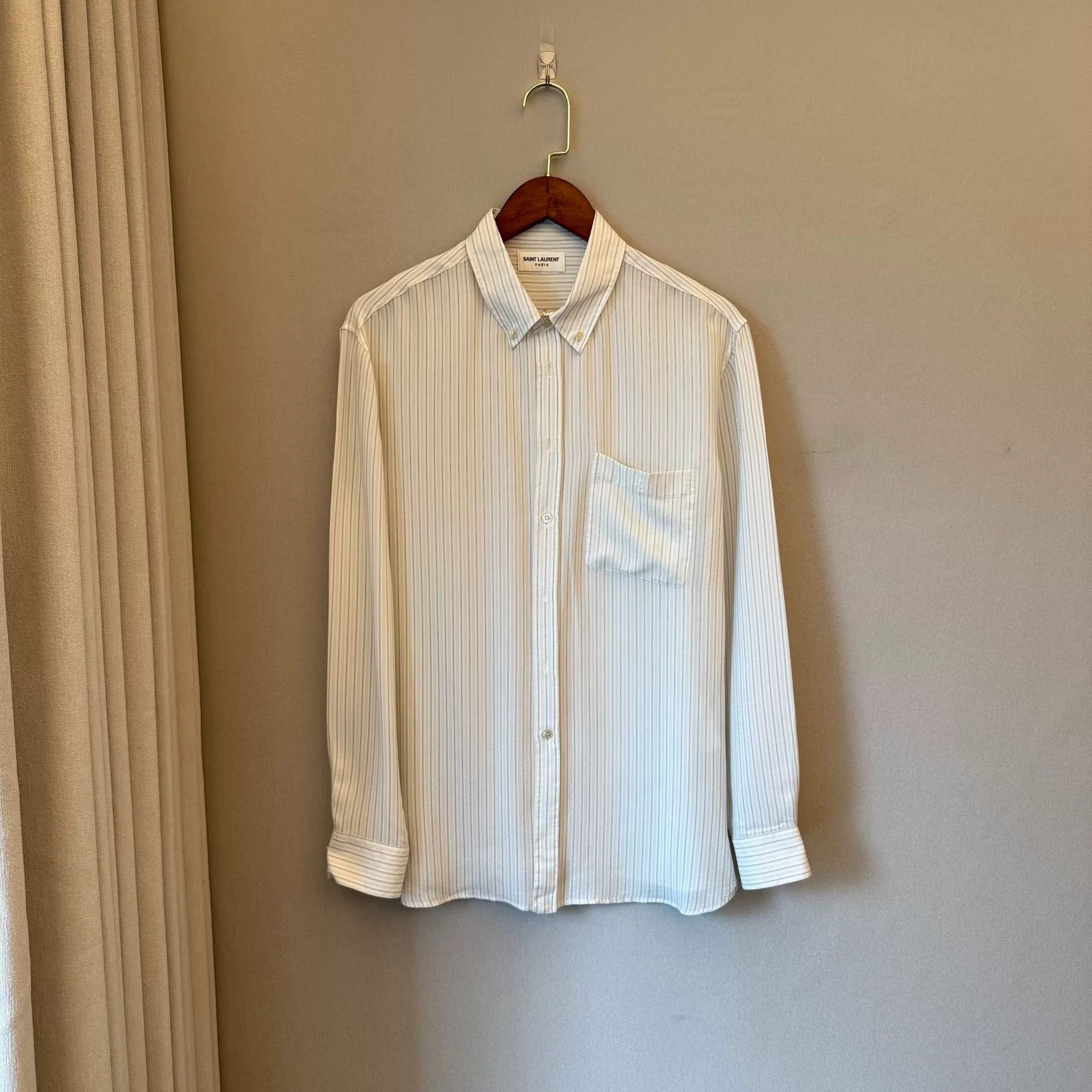 Saint Laurent Paris Saint Laurent Striped Silk Shirt Size S / US 4 / IT 40 - 1 Thumbnail