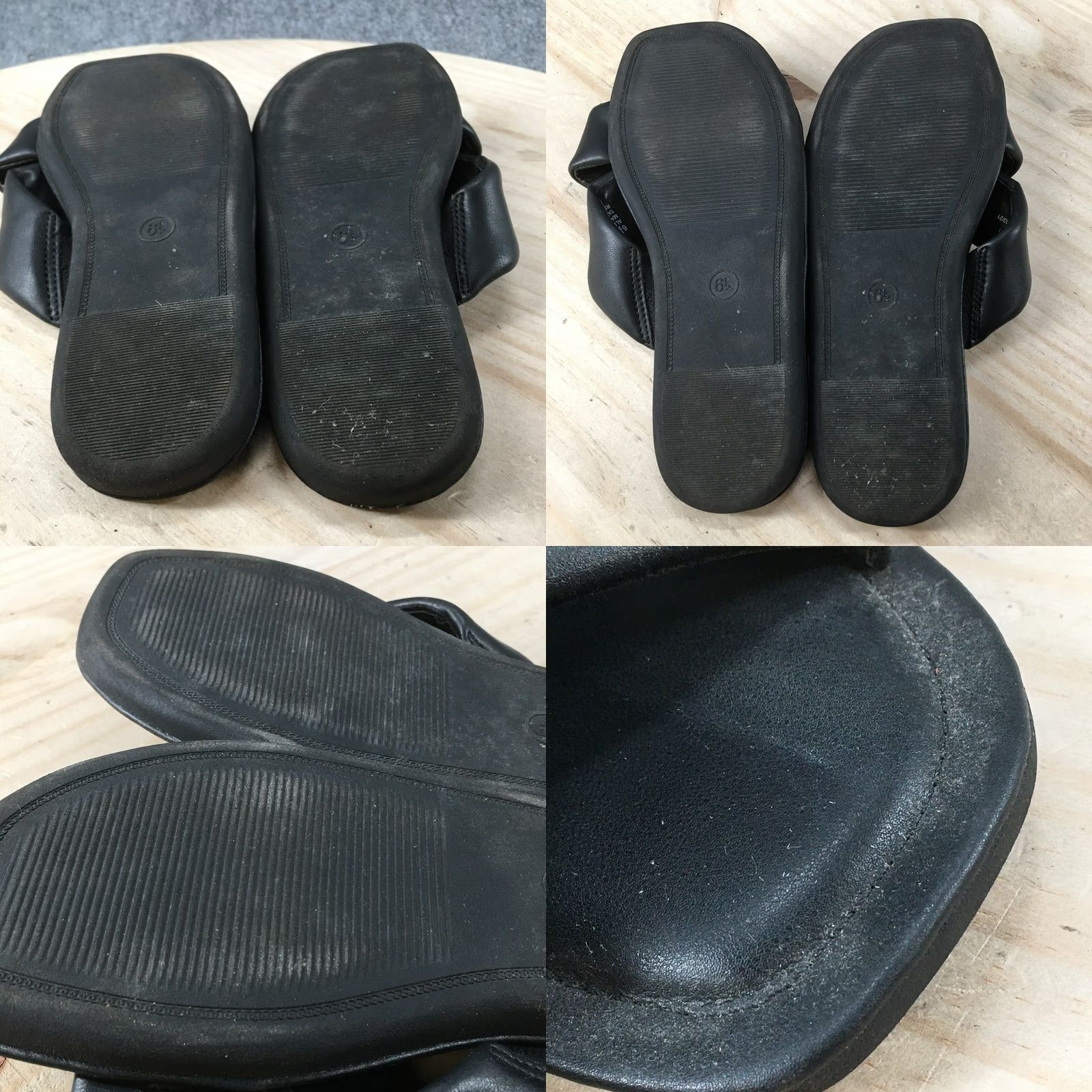 Vintage A New Day Sandals Womens 6.5 M Slip On Slides Black Faux Leather Casual Flat Size US 7 / IT 37 - 8 Thumbnail