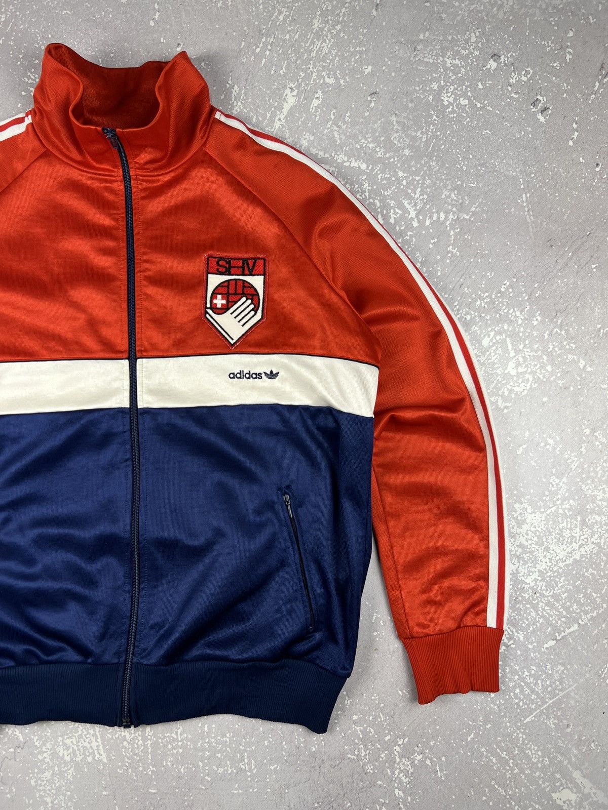 Adidas RARE 80s 90s Adidas Switzerland Track Jacket West Germany Size US L / EU 52-54 / 3 - 2 Thumbnail