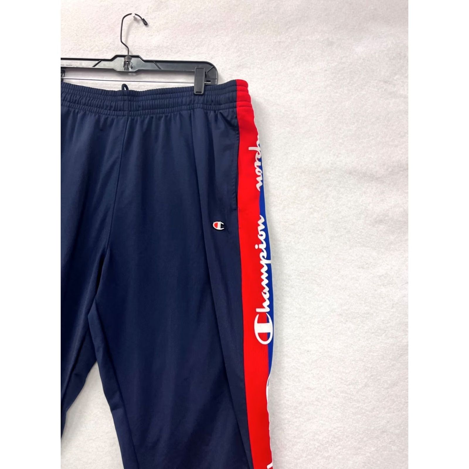 Champion Champion Track Pants Men 3XL Navy Side Logo Taping Activewear Polyester Ribbed Cuffs Size US 39 - 7 Thumbnail