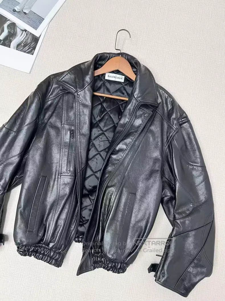 Balenciaga Balenciaga Gold Label Logo Leather Jacket Size XXS / US 00 / IT 34 - 2 Thumbnail