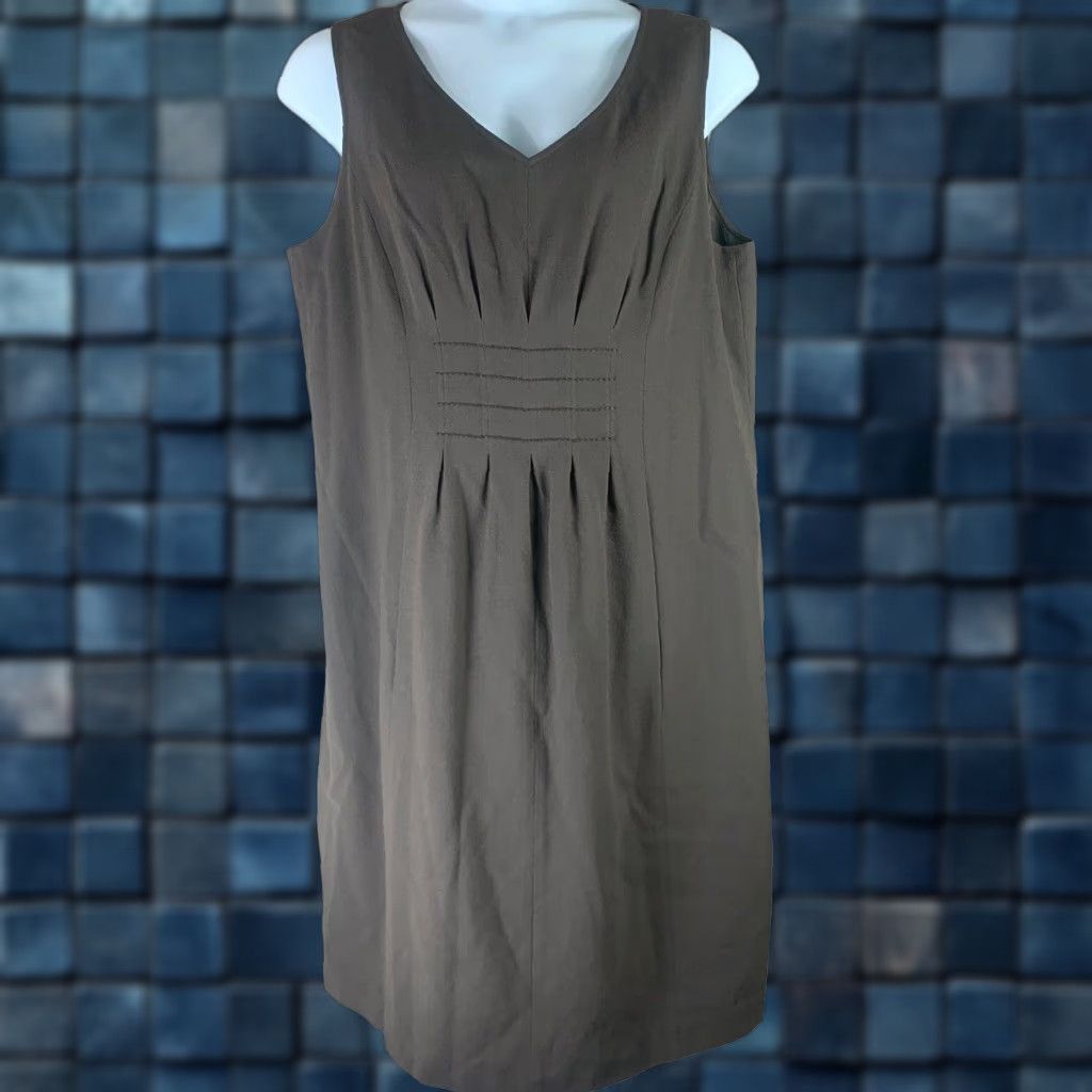 VINTAGE Ellen Tracy Wool Dress Women Size 16 Sleeveless Knee