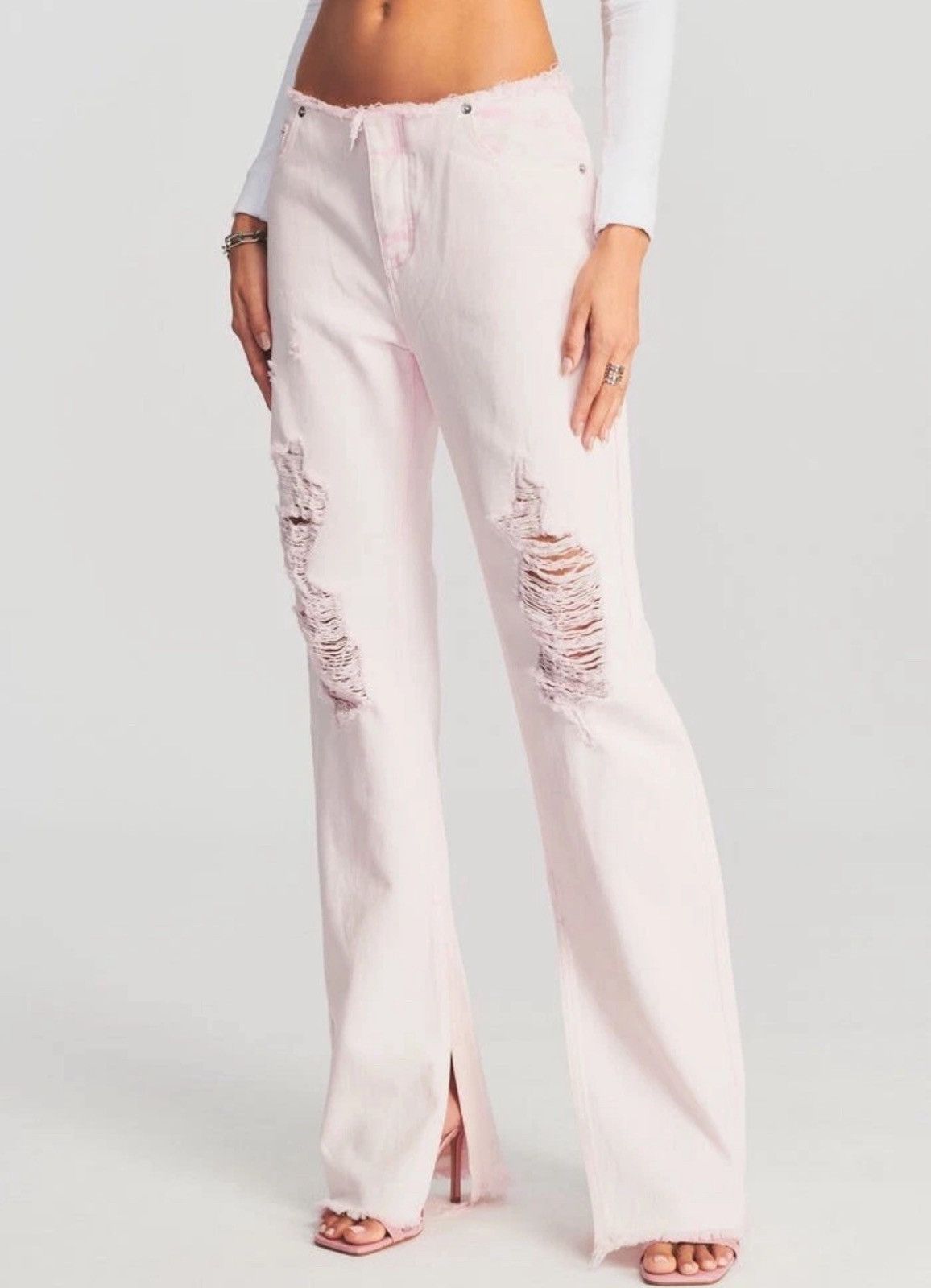 SER.O.YA Low Rise Distressed Slit Flair Jeans Size 34" / US 12 / IT 48 - 2 Thumbnail