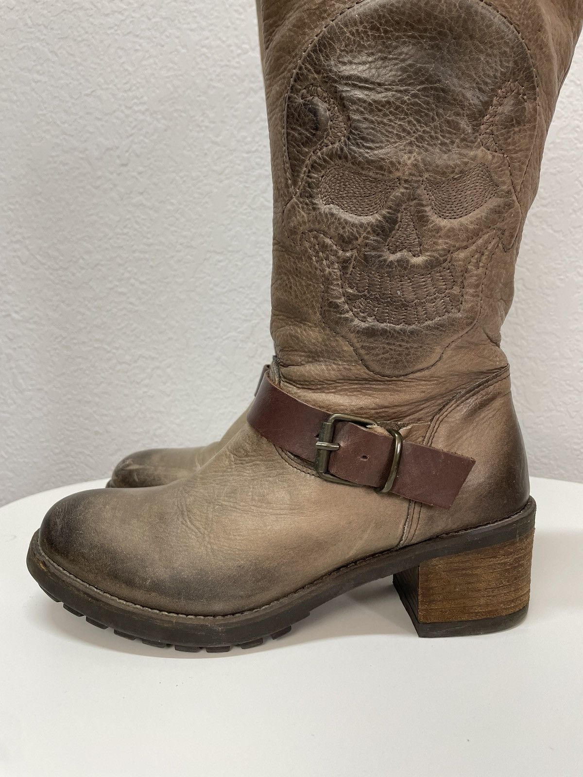If Six Was Nine AS 98 Vibe Artisan Skull Leather Side Zip Ankle Biker Boots Size US 8 / EU 41 - 9 Thumbnail