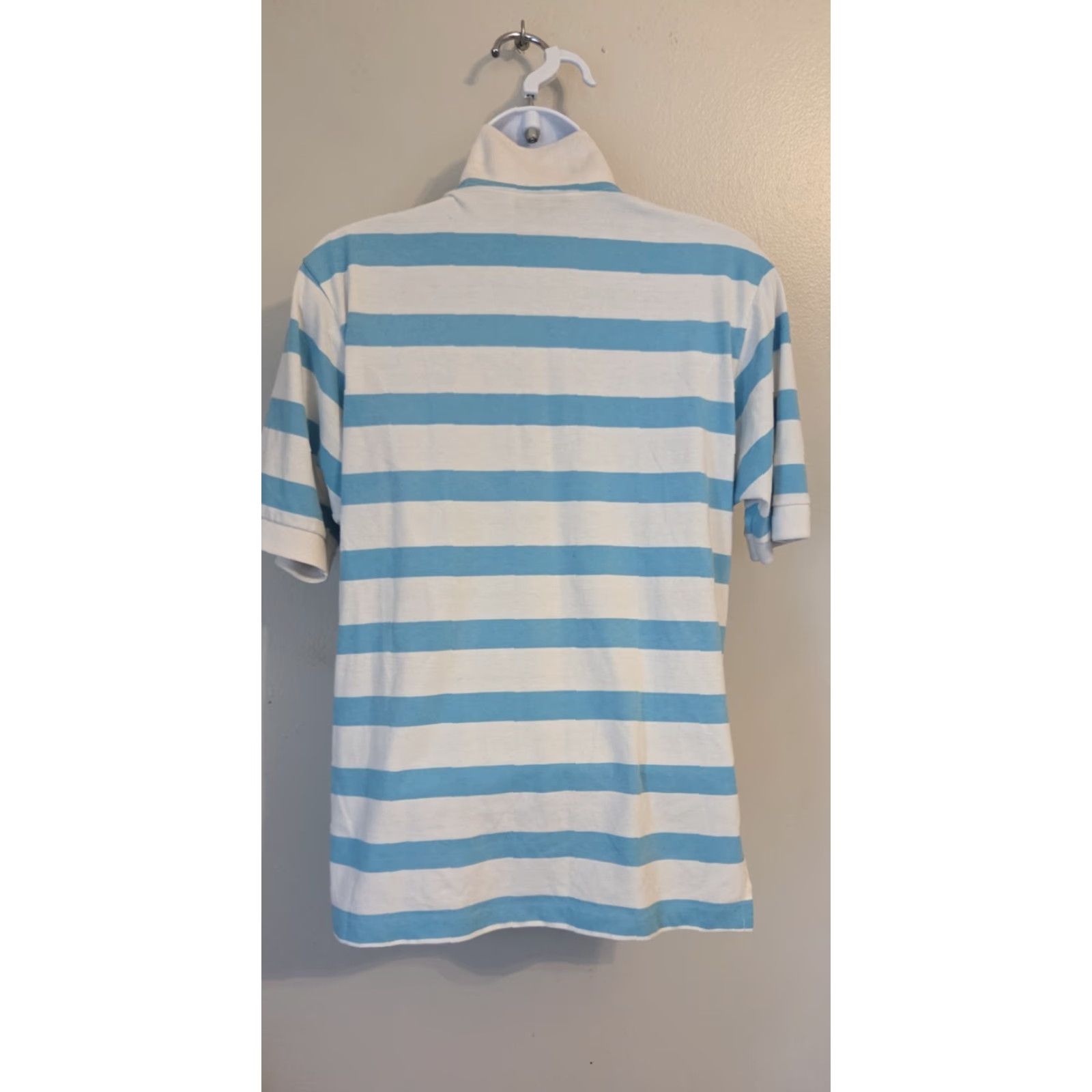 Vintage VINTAGE Stefano Worldwide Aqua White Stripe Polo Shirt M Women’s Polo Shirt Stripe 80s Womens M Size M / US 6-8 / IT 42-44 - 2 Thumbnail