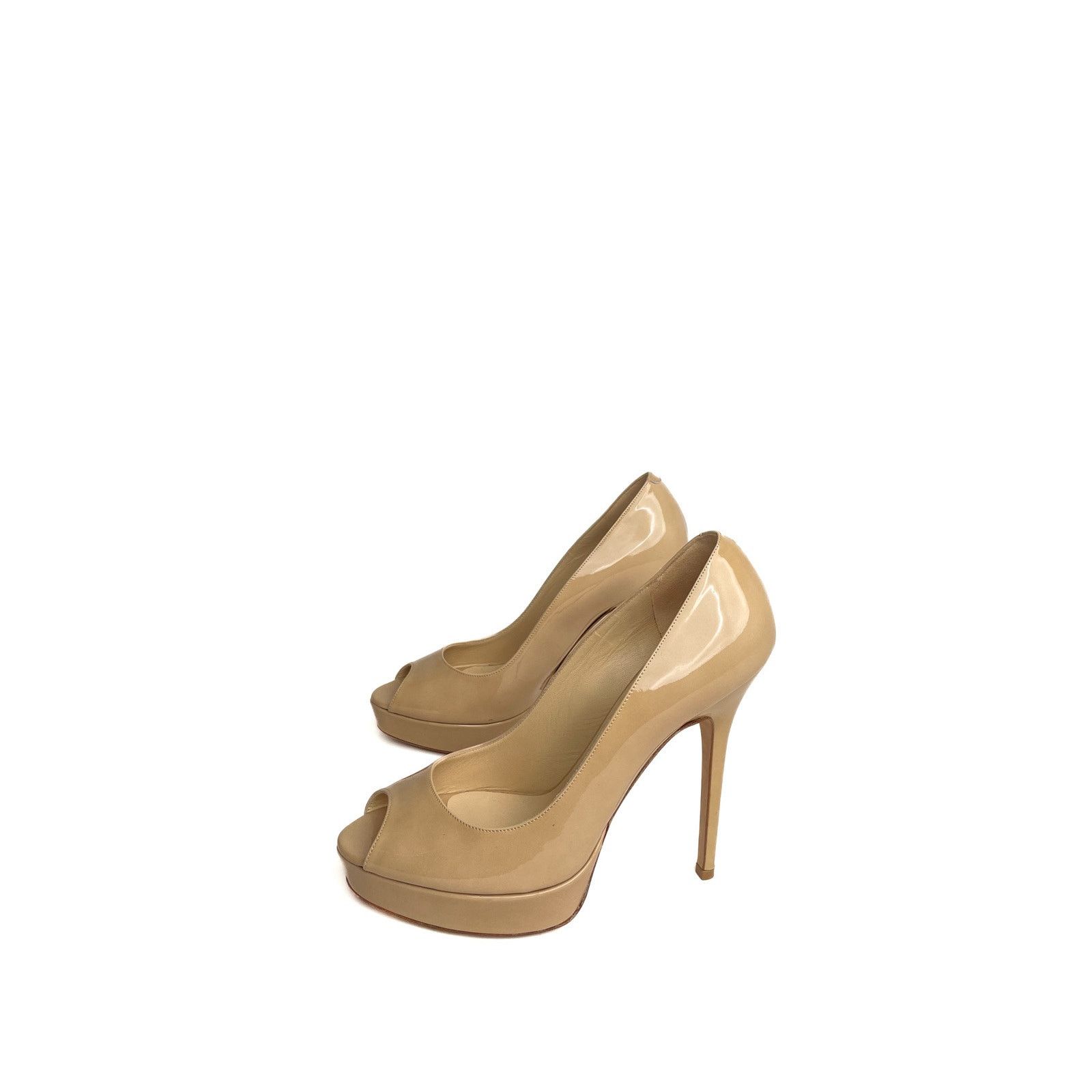 Jimmy Choo Nude Peep Toe Patent Pumps Size US 7 / IT 37 - 5 Thumbnail