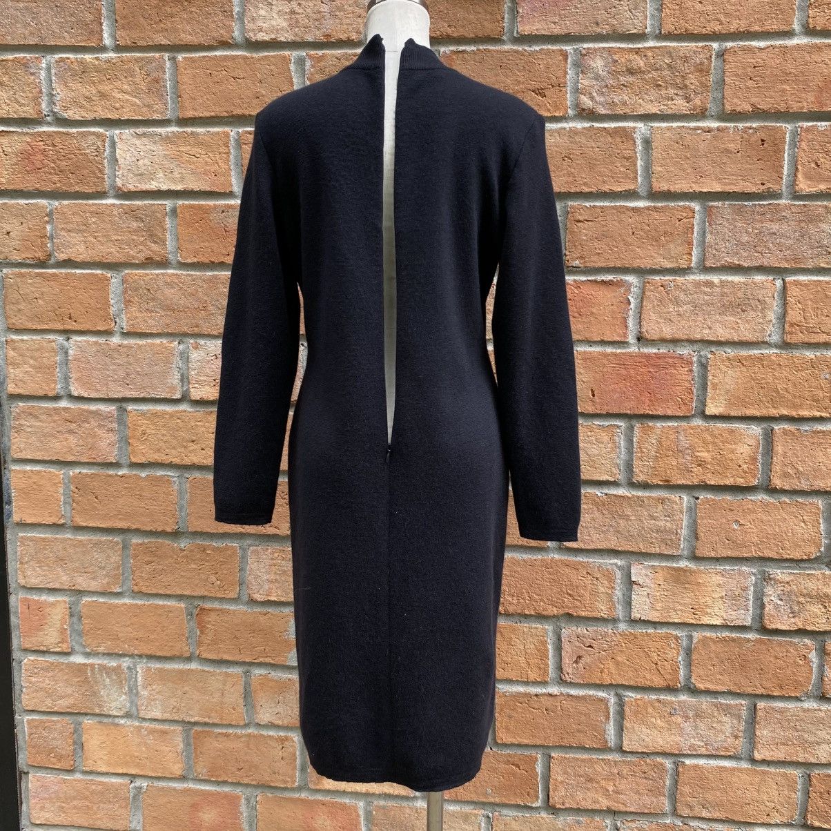 Dior Vintage Christian Dior Black Wool Dress Gold Embellishments Size M / US 6-8 / IT 42-44 - 4 Thumbnail