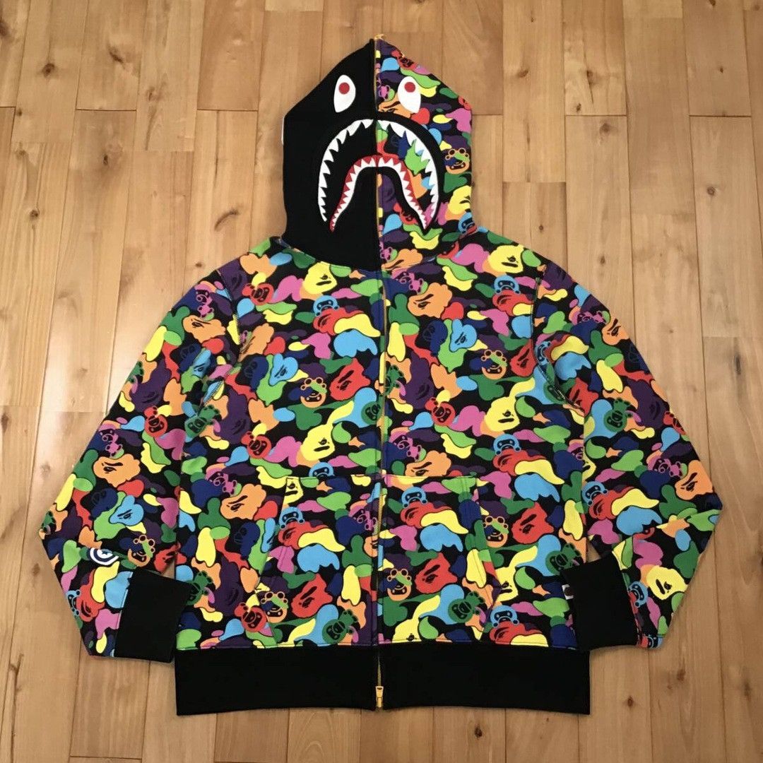 Bape BAPE Milo Multi camo Shark Full Zip Hoodie a bathing ape Size US XL / EU 56 / 4 - 1 Thumbnail