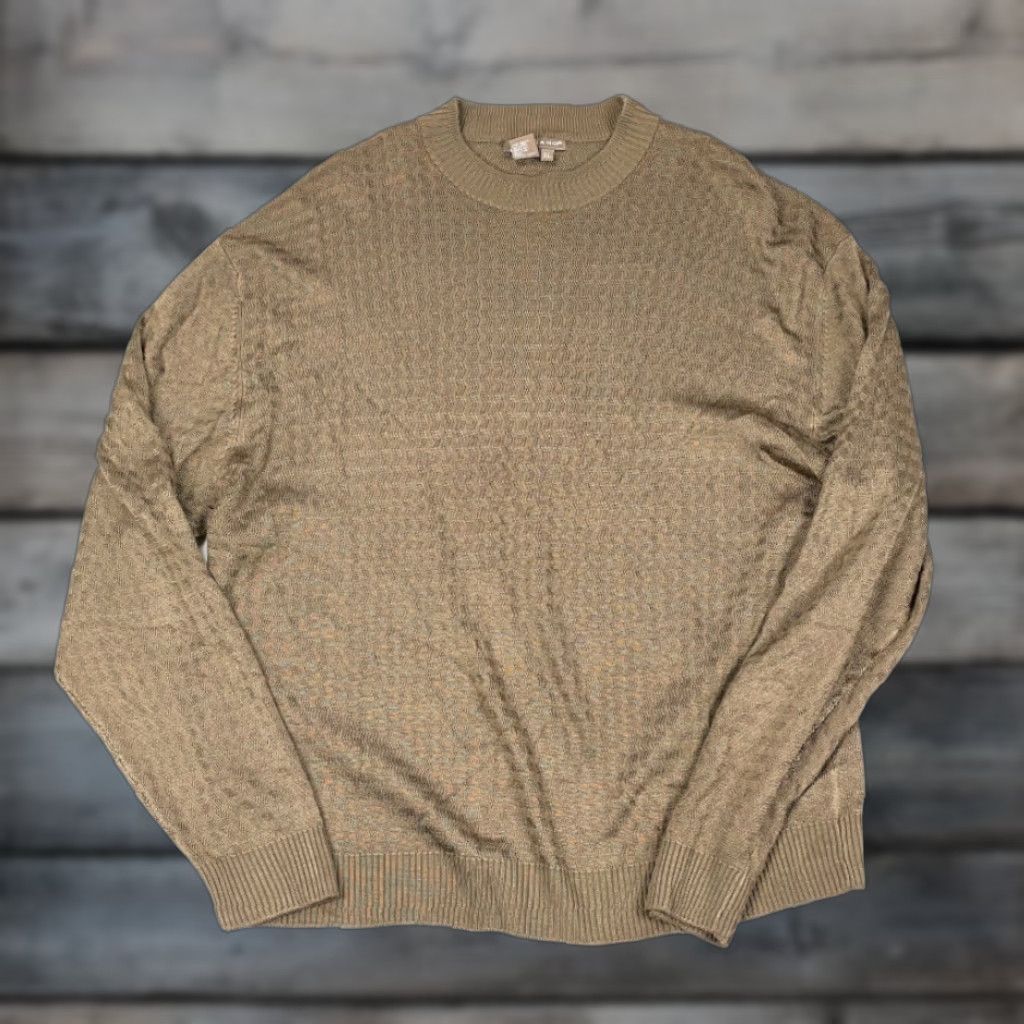 Vintage Tulliano Green Brown Textured Pullover Sweater Adult XL Cotton Blend Dad Style Mens Size US XL / EU 56 / 4 - 1 Thumbnail
