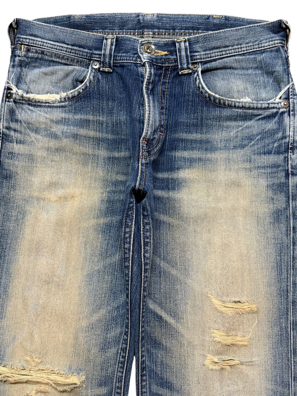 Wrangler Vtg Y2K Wrangler Mud Wash Faded Whisker Distress Straight Size US 33 - 3 Thumbnail