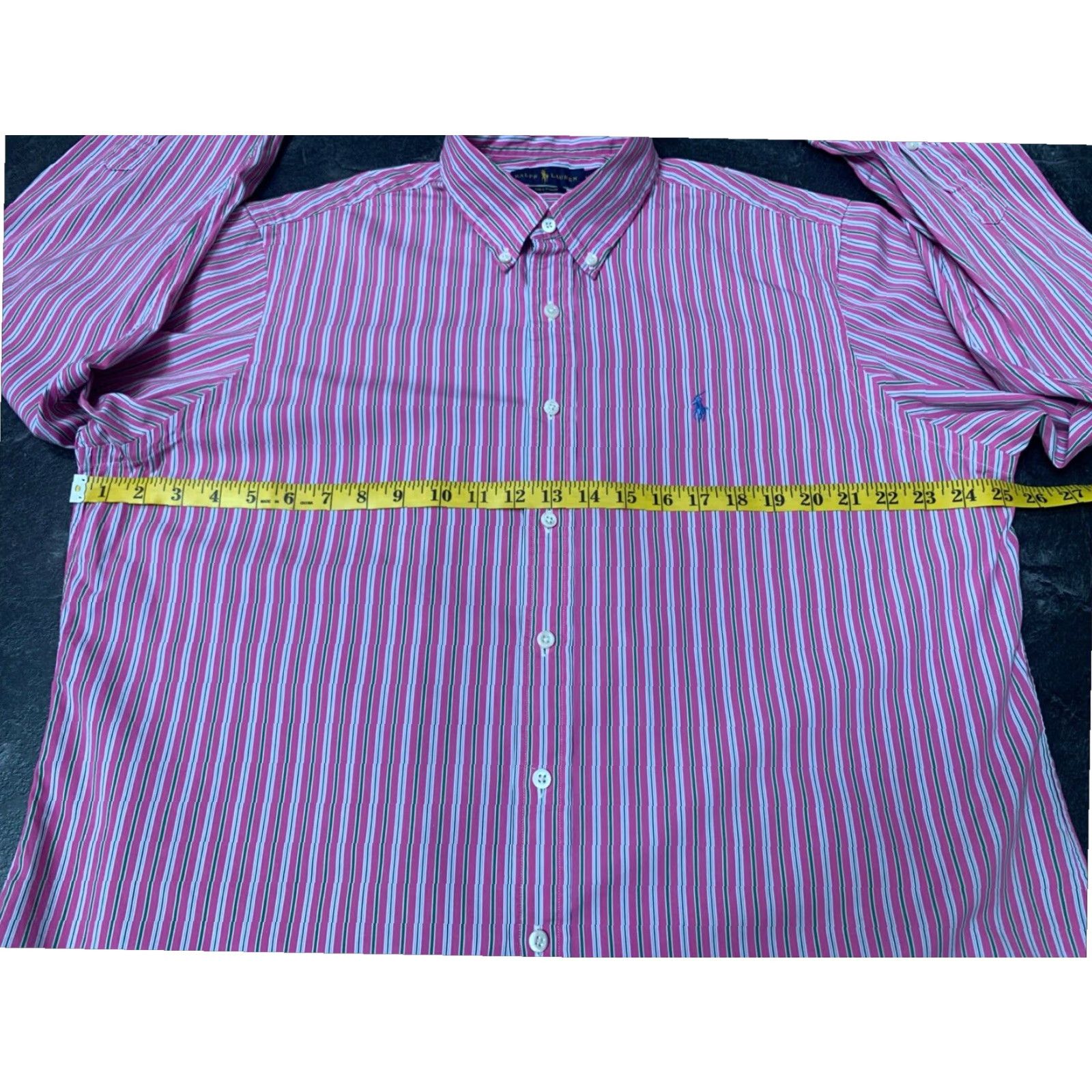 Ralph Lauren Ralph Lauren Long Sleeve Button Down Shirt Pink Green Striped Cotton Embroidered Polo Horse Mens L Size US L / EU 52-54 / 3 - 7 Thumbnail