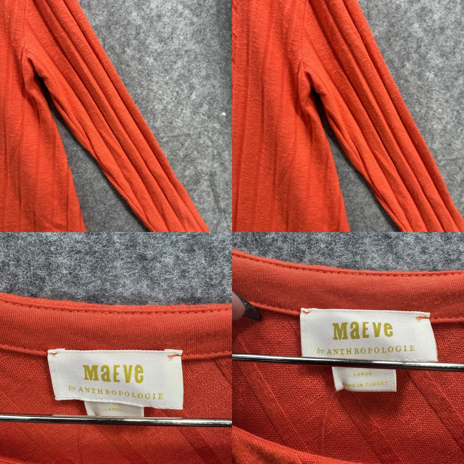 Vintage Maeve Anthropologie Sweater Womens Large Orange Ribbed Tunic 3/4 Sleeve Top Viscose Polyester Spandex Knit Scoop Neck Lightweight All Seasons Size L / US 10 / IT 46 - 8 Thumbnail
