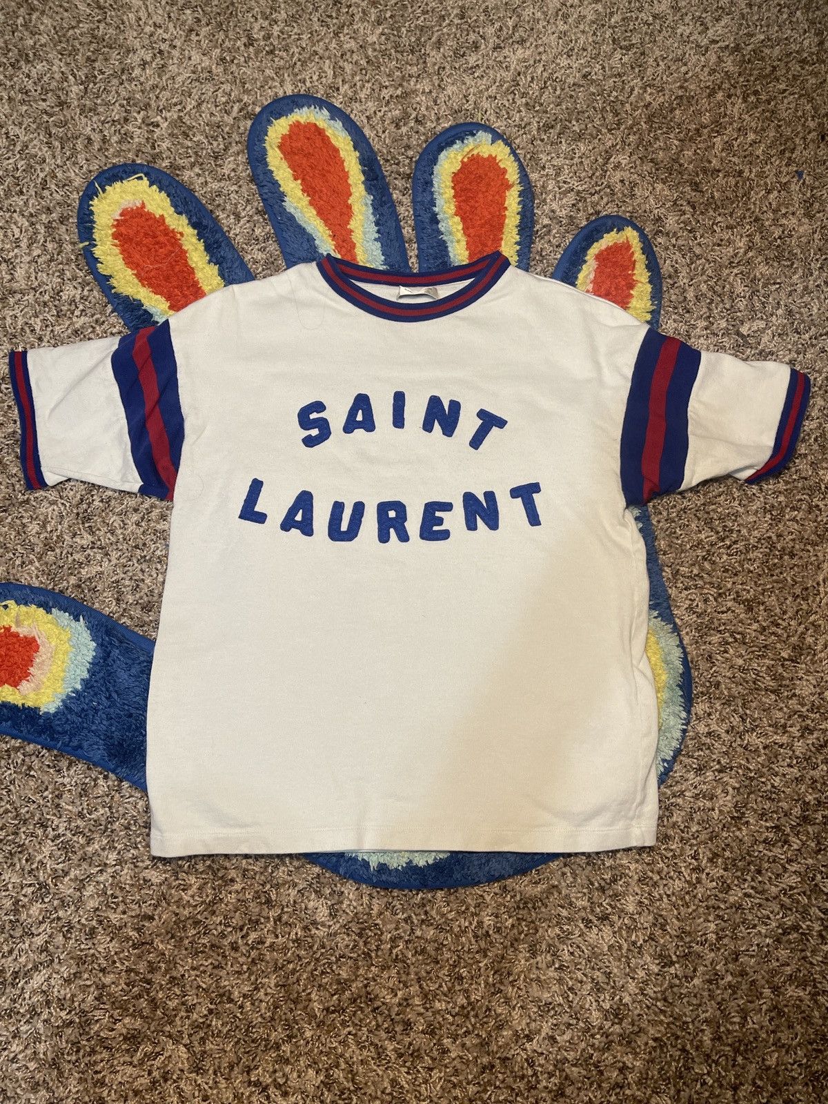 Yves Saint Laurent Saint Laurent Graphic Striped Sleeve Tee Size S / US 4 / IT 40 - 1 Thumbnail
