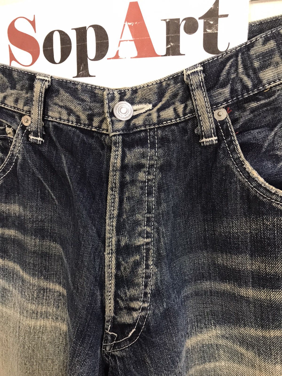 Japanese Brand Vtg Swagger Light Wash The Back Side Logo Money Jeans Size US 34 / EU 50 - 7 Thumbnail