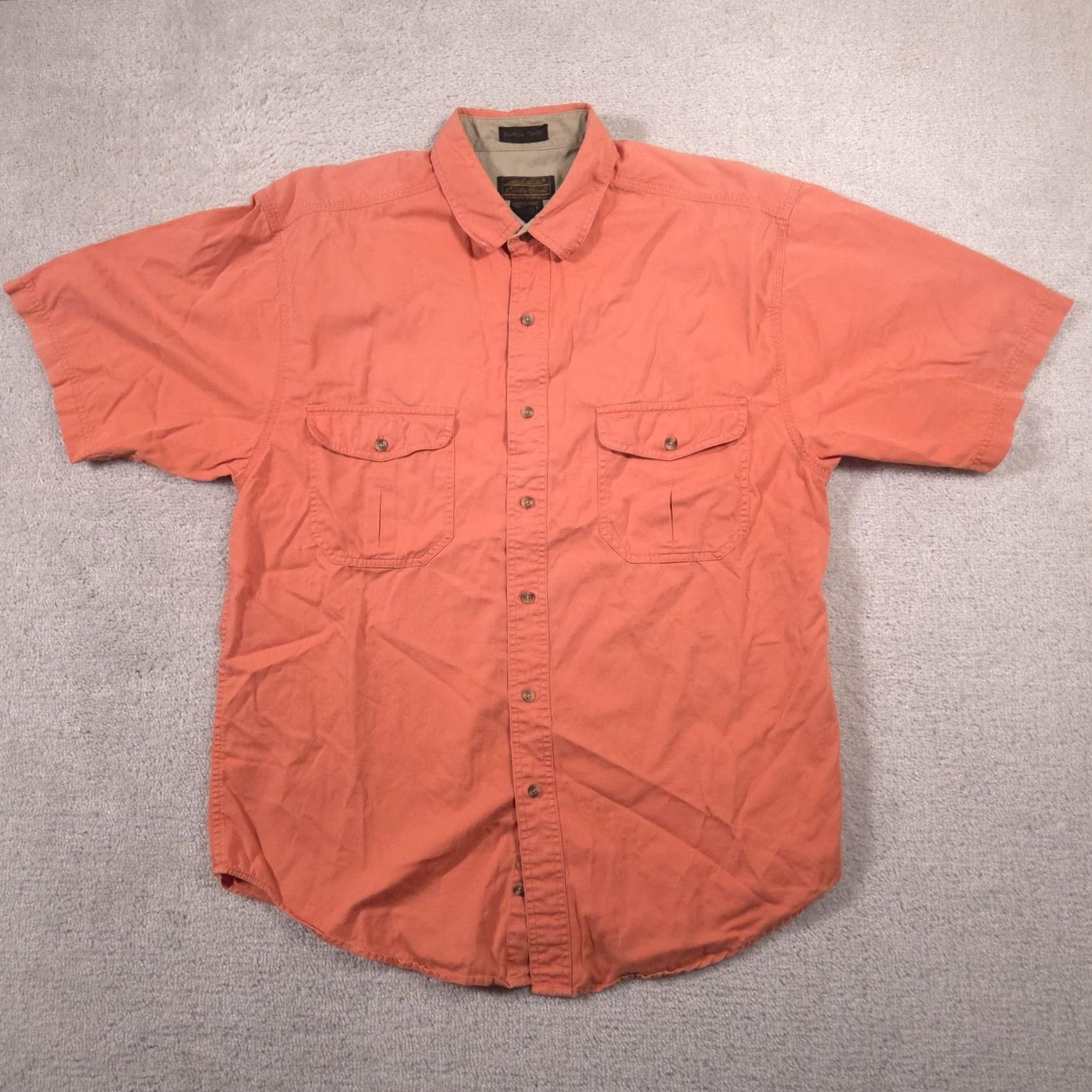 Eddie Bauer Eddie Bauer Shirt Mens Large Orange Solid Twill Button Front Short Sleeve Casual Size US L / EU 52-54 / 3 - 2 Thumbnail