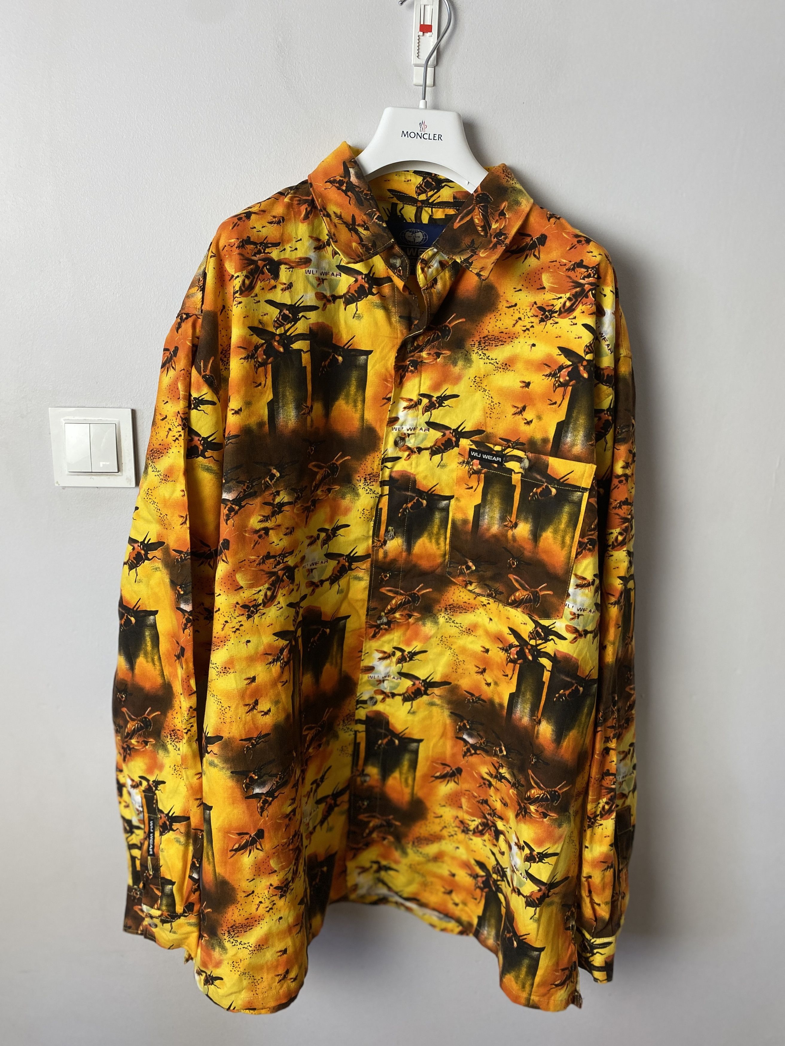 Vtg Wu Wear Wu-tang Clan All Over Print Yellow Long Sleeve Button Up 2024 Shirt Sz XL