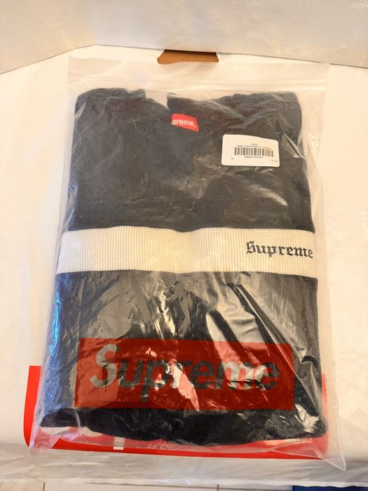 Supreme Supreme Panel Stripe Waffle Thermal Black Medium | Grailed